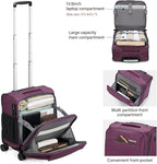 Hanke 16 Inch Underseat Carry On Luggage with Wheels Small Suitcase Softside Luggage Bags for Travel Lightweight Suitcases with Wheels Travel Luggage Personal Item for Men and Women.(Purple)