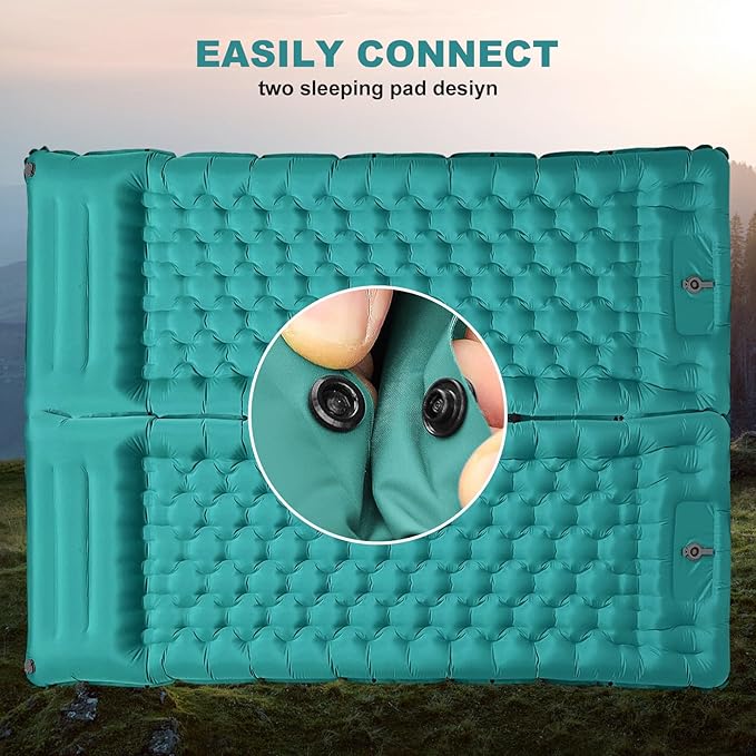 Camping Sleeping Pad with Pillow: Extra Thick 4.7 Inch Ultra-Light Self Inflating Air Mat, Lightweight Compact Inflatable Sleep Mattress with Built-in Pump Ultimate for Camping, Hiking (Peacock Blue)