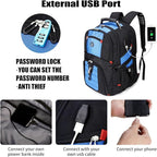 SHRRADOO Extra Large 50L Travel Laptop Backpack with USB Charging Port, College High School Backpack Airline Approved Business Work Bag Fits 17 Inch Computer for Men Women