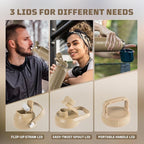 ONETIGRIS 32 oz Insulated Water Bottle with Straw - Tactical Stainless Steel Water Jug, Leakproof Wide Mouth Sport bottle with 3 Lids and Sleeve for Travel, Gym, Camping, Hiking