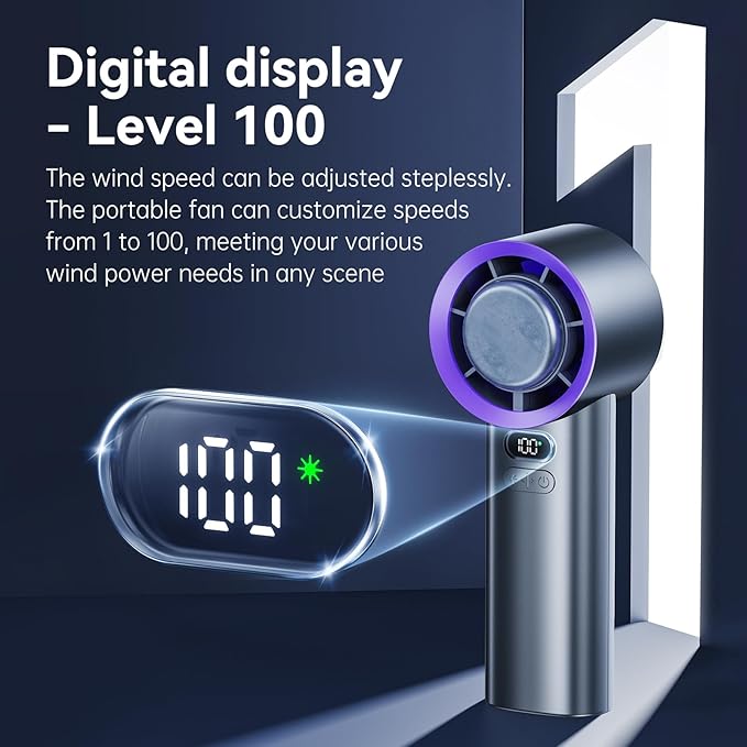 Portable Fan For Travel Mini: Small Pocket Handheld Fan Personal Rechargeable Turbo Battery Operated USB High Speed Keeping Cool In Hot Weather Summer Beach For Women - Gray