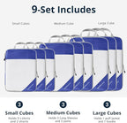 Compression Packing Cubes for Travel, Lightweight Travel Essentials, Packing Cubes Compression for Space-saving, 9 pcs, Royal Blue
