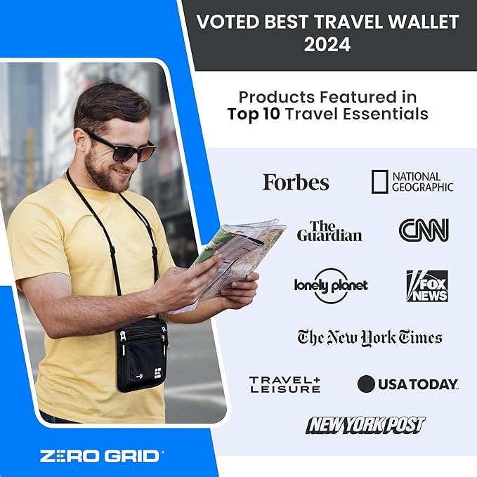 Neck Wallet for Travel & Passport Holder with RFID Blocking - Slim & Easy to Conceal Nylon Travel Pouch for men & women - Holds Phone, Cash, Cards, Keys - Sweat & Water Resistant - XLarge - Dark Grey