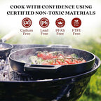 Alva Nori 11" Pre-Seasoned Cast Iron Grill Pan – PFAS, PFOA & PTFE-Free Nonstick – Lightweight, Easy to Clean – All Stovetops & Oven Safe – Premium Black Griddle