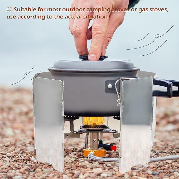 Camping Stove Windscreen 9 Plates Folding Outdoor Stove Windscreen Lightweight Windshield Heat Shield Stove Windshield for Backpacking Stove Butane Stoves Alcohol Stoves...