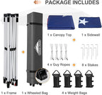 EAGLE PEAK Pop Up Canopy Tent with 1 Sidewall, Easy Setup Event Tent, Outdoor Sun Shade, Wheeled Carry Bag, Stakes and Guy Ropes, Instant Canopy 12x12, American Flag