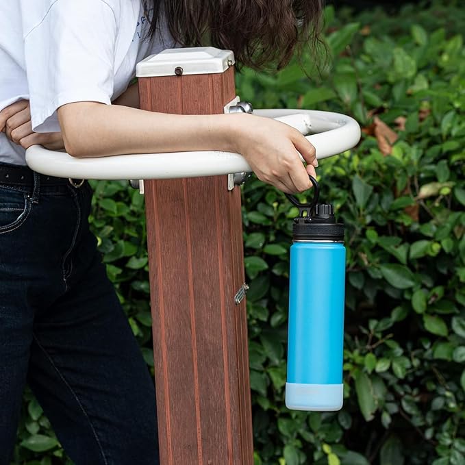 koodee Insulated Water Bottle, 22 oz Stainless Steel Double Wall Vacuum Wide Mouth Sport Bottle with Leakproof Spout Lid (Sky Blue)