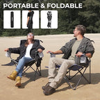 FUNDANGO Folding Camping Chair with Table, 2 Pack Portable Heavy Duty Outdoor Padded Chairs for Adults with Cup Holders for Lawn Beach Picnic Outside Travel (Black)