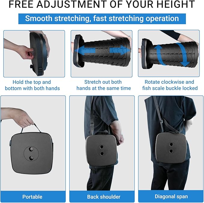 Upgraded Square Folding Stool, Max Load Capacity 485lbs, Portable Collapsible Seat, Telescoping Foldable Stool for Camping,Fishing,Hiking,Travel