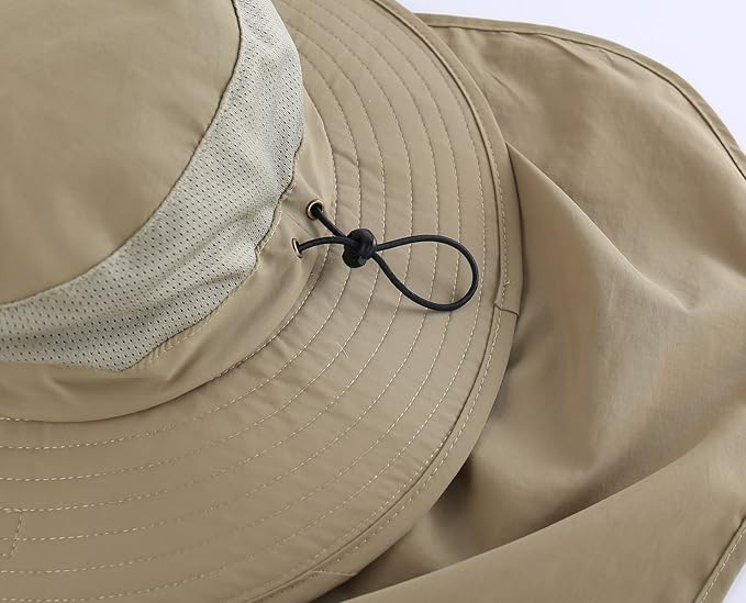 Home Prefer Outdoor UPF50+ Mesh Sun Hat Wide Brim Fishing Hat with Neck Flap Sun Hat for Men Women