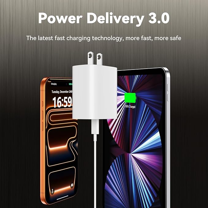 Phone 17 16 15 Charger Fast Charging, 6.6 FT Long USB C Charger Cord with 20W Type C Fast Phone Charging Block forPhone 17/17 Pro/17 Pro max/Air/Phone 16 15 Pro Max Plus, iPad, Android,White