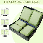 BAGAIL 4 Set/6 Set/8 Set Compression Packing Cubes Travel Accessories Expandable Packing Organizers (Square Mesh, 06-Matcha Green)