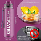 QLUR Water Bottle with Straw, 32oz Motivational Water Bottles with Time Marker to Drink, Tritan BPA Free, 1L Sports Water Bottle with Carry Strap LeakProof for Women Gym Fitness Outdoor (1 Pack)