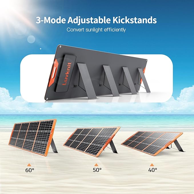 Upgraded 200W Portable Solar Panel for Power Station Generator, 18V Foldable Waterproof IP65 Solar Cell Charger with Adjustable Kickstand and MC-4 Cable for Laptop Outdoor Camping Boat Lawn RV Trip