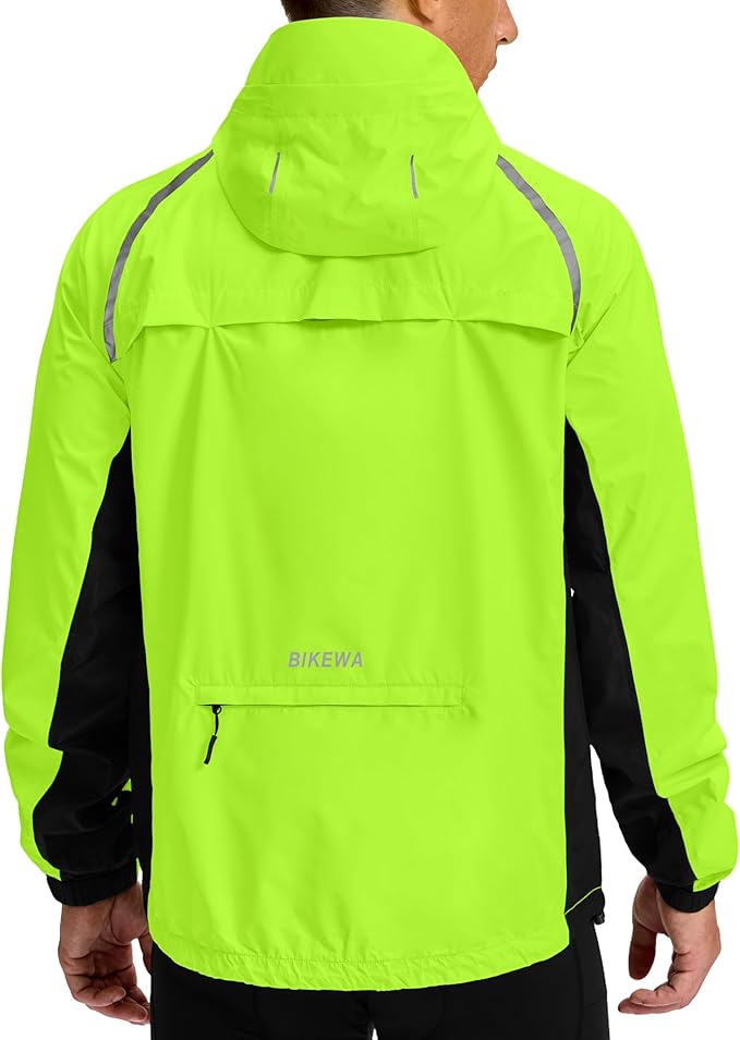 Men's Cycling Rain Jackets Waterproof Running Bike Windbreaker Lightweight Packable Hooded Jacket