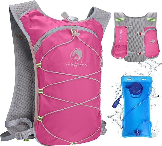 Small Water Backpack, Festival Hydration Vest, Hydro Pack with 2L Water Bladder, Lightweight Hydropack Running Water Vest for Women Men Runners Hiking Camping Biking Climbing