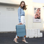 Kono 20'' Carry on Luggage Lightweight with Spinner Wheel TSA Lock Hardside Luggage Durable Small Carry on Suitcase Apricot Blue