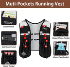 Running Hydration Vest for Women Men - Waterproof Running Water Backpack Hydration Pack with 12 Pockets, Lightweight Water Vest for Hiking Trail Cycling Marathon Race