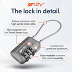 TSA Accepted Luggage Travel Lock, Set-Your-Own Combination Lock for School Gym Locker, Luggage Suitcase Baggage Locks, Filing Cabinets, Toolbox, Case (Slate Gray, 1 Pack)