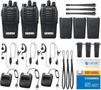 eSynic 3-Pack Professional Walkie Talkies - 5KM Long Range 16CH Durable Two-Way Radios with VOX- Includes 3 Headsets & LED Light, Rain-Resistant for Job Site/Camping/Hiking (3 Pack Family Set)