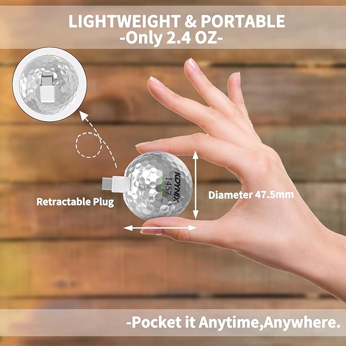 2000mAh Creative Golf Ball Power Bank, Emergency Mini Power Portable Charger USB-C, Compatible with iPhone15,16，17，15 Plus,15 Pro Max, Gift for Golf Lover Men Women (Silver Golf Power Bank)