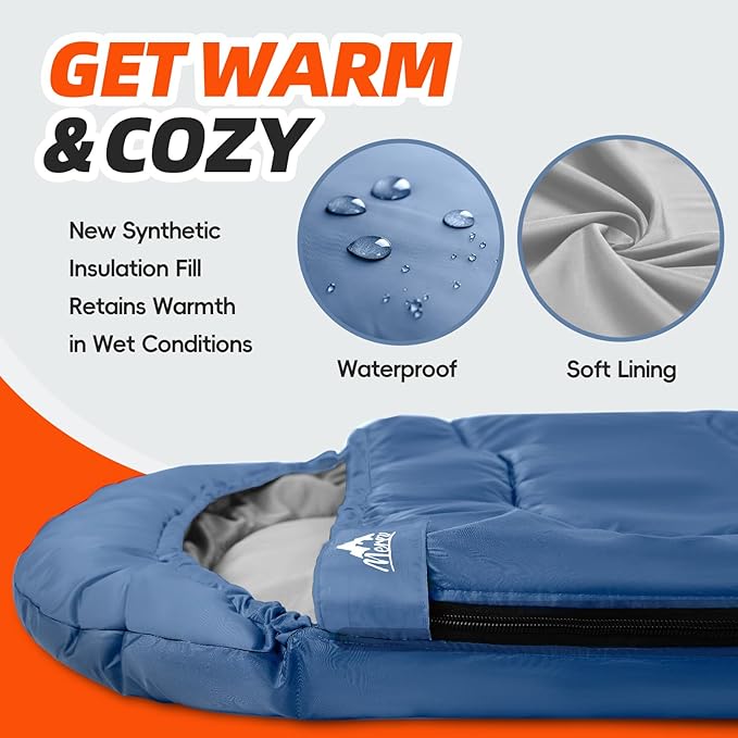 MEREZA Sleeping Bags XL for Adults Cold Weather Mens Large Wide Sleeping Bag for Big and Tall Girls Boys with Compression Sack for Camping Backpacking Warm & Cool Weather