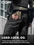 CQR Men's Flex Ripstop Tactical Pants, Water Resistant Stretch Cargo Pants, Lightweight EDC Hiking Work Pants