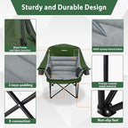 Oversized Camping Chair, Portable Folding Camping Chairs with Side Pocket, Cup Holder and Carry Bag, Heavy Duty Outdoor Camping Chairs for Adults, Fishing, Sports, Trip, up to 400lbs, Style 7