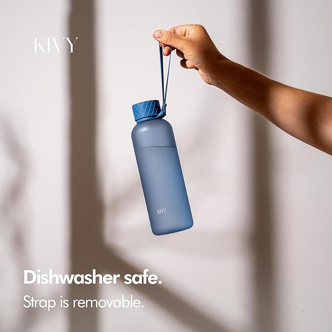 KIVY Slim Water Bottle 22oz [Lightweight & Shatterproof] - Reusable Tritan Water Bottle - Leak Proof Bottle for Women & Men - Water bottle no straw - Dishwasher Safe Water Bottle BPA Free - Blue