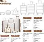 Kono Suitcase Set 3 Piece Luggage Set Expandable(only 28") Carry On Hardside Luggage with TSA Lock Spinner Wheels (Cream White, 6 piece set)