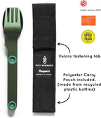 FULL WINDSOR - MAGWARE Magnetic Camping Cutlery Set - Travel Utensils for Camping, Cooking, and Outdoor Dining - Knife, Fork & Spoon - Portable Silverware with Pouch - Green (3 PCS)