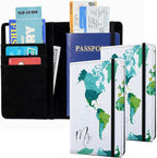 Passport Book Holder,Passport Wallet for Men Mr and Mrs Passport Holder Cover for Women World Map Case for Couples Christmas Traveling Book Protector 2PCS