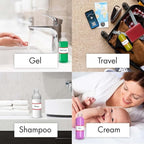 6 Pack Travel Bottles - Travel Containers for Toiletries - TSA Approved Size - Refillable Empty Plastic Bottles with 2 Labels, Funnels & Carry Bag - For Shampoo, Lotion, Conditioner, Sanitizer - 3.4oz