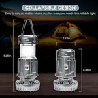 Solar Camping Lantern with Fan, Collapsible USB Rechargeable & Battery Powered Emergency Hanging Lights for Camping Tent Hurricanes Power Outages Storm Indoor Outdoor (Upgraded, 1 Pack)