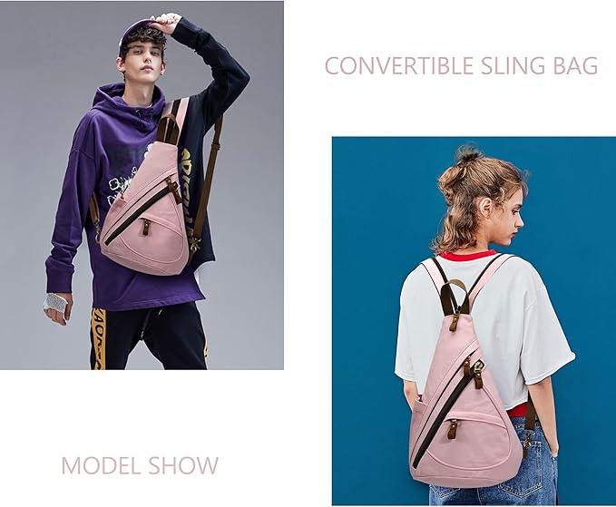 KL928 Canvas Sling Bag - Small Crossbody Backpack Shoulder Casual Daypack Rucksack for Men Women(Large Version)