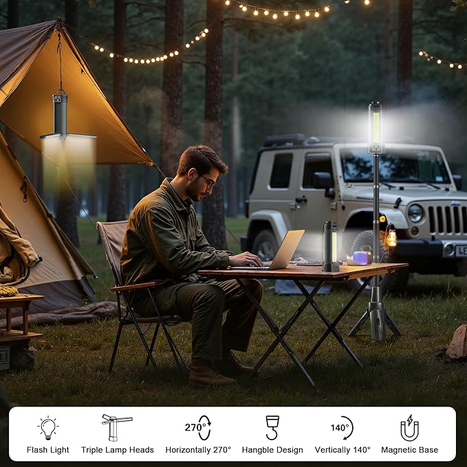 Camping Lantern Rechargeable-High Brightness LED Lantern Camping Essentials Lights-Portable Camp Lamp and Flashlight - Collapsible and scalable Camp Lights for Hiking,Camp,Emergency Lighting