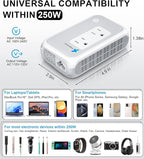 220V to 110V Voltage Converter US to Europe for Curling Iron and Hair Straighteners, Power Converter for European Travel Plug Adapter with 2 USB A & 2 USB C Ports (Grey White-Global)