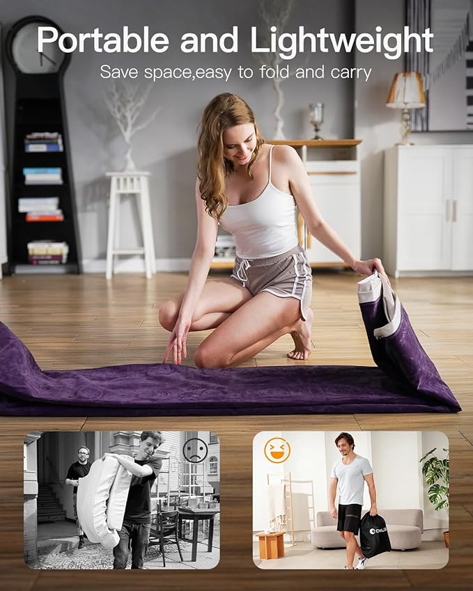 CHILLSUN Air Mattress Queen With Built in Pump - Upgraded Blow Up Bed,2 Mins Quick Self Inflatable and Deflate, 18"/650lbs Max, Strong Support, Flocked Top, Puncture Resistant, for Camping,Home,Guests