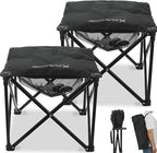 Padded Camping Stool, 18 Inch Oversized Camping Foot Rest, 500lb Camping Chairs Outdoor Footstool Portable Camping Ottoman for Camping Gardening Fishing w/Storage Net Carry Bag (2, Black)