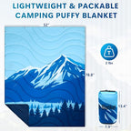 Camping Blanket Waterproof, Packable Down Alternative Puffy Printed Camp Blankets Ultra Warm Lightweight Hammock Top Quilt Outdoor Blanket for Travel Picnic Stadium Hiking Party Cold Weather 55"x78.8"