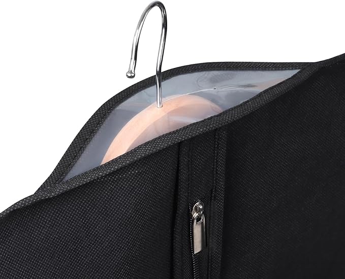 Univivi 5 Pack Garment Bags for Hanging Clothes, 60 Inch Dress Cover with Clear Window and ID Card Holder, Breathable Full Zipper Dust Cover for Dresses, Coats, Jackets