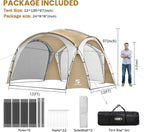 Beach Tent 12 X 12ft Large UPF50+ Pop Up Canopy with 2-Pcs Side Wall, Sun Shelter Rainproof, Waterproof for Camping Trips, Backyard Fun, Fishing, Parties, Or Picnics(Khaki-Upgrade)