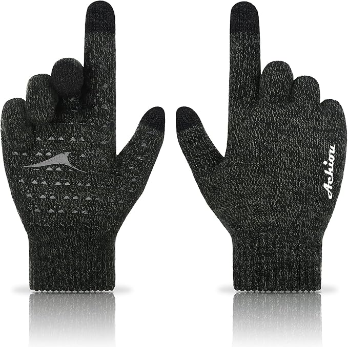 Achiou Winter Gloves, Glove for Men Women, Upgraded Touch Screen Texting Warm Running with Thermal Soft Knit Lining