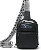 3L SMALL Sling Bag Fanny Packs For Women Men Mini Crossbody Chest Belt Travel Bag Purse Handbag Faux Leather Fashion Cute Black