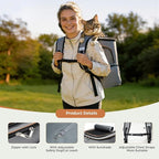 Large Cat Backpack Expandable Pet Carrier Backpack, Lekereise Dog Backpack Carrier for Small Dogs and Medium Cats, Grey