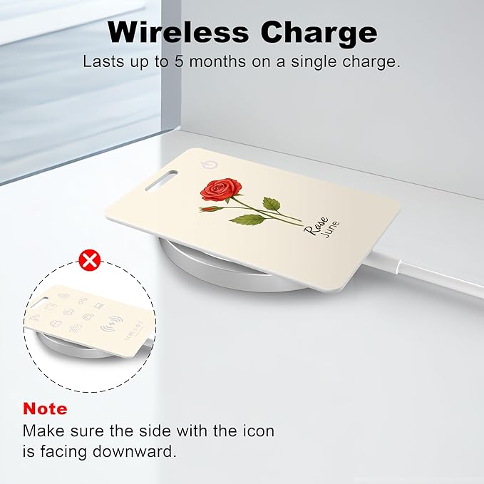 Wallet Tracker Card (iOS Only), Rechargeable Bluetooth Smart Tracking for Apple Find My Compatible Anti Tracker for Men Women Slim Item Locator for Purse Passport Key Luggage Tag (1Pcs/JUN FLR)