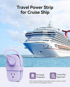 ORICO 4FT Purple Travel Power Strip with 4 AC Outlets, 2 USB-A Ports, and 1 USB-C Port, 45° Flat Plug Extension Cord with Non Surge Protector for Travel/Home/Dorm/Office-AP3