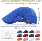 2 Pack Men's Mesh Cap Breathable Summer Newsboy Hat Adjustable Beret Ivy Cap Irish Cabbie Driving Hunting Hats