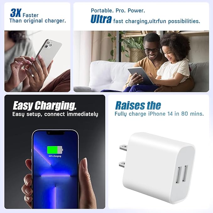 USB Wall Charger,5 Pack Dual Port Plug Adapter for Wall Outlet Charging Block,USB Power Adapter for iPhone 14/13/12/11 Pro/Pro Max,XS/XR/X,Galaxy,Pixel, Moto and Android Phones (Off-White)