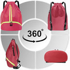 Hoedia Sports Drawstring Backpack - String Swim Gym Bag with Shoes Compartment and Wet Proof Pocket for Women/Men (Pink)